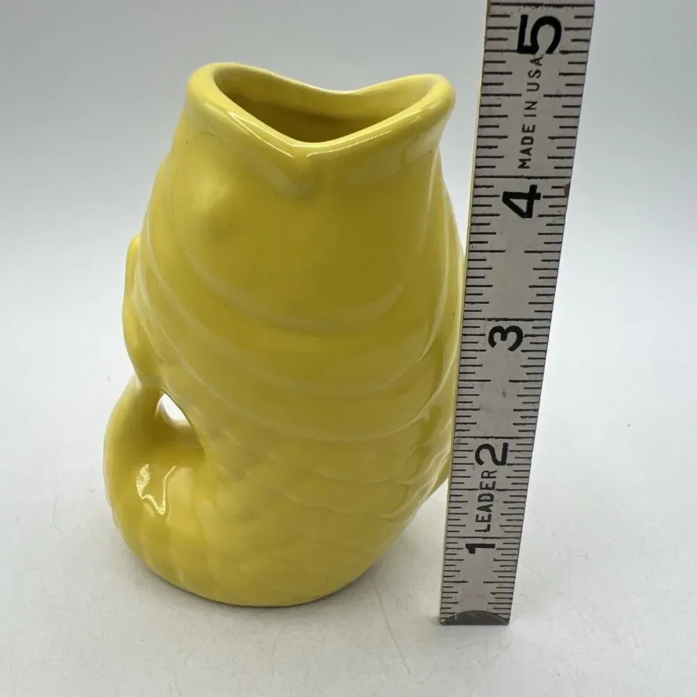 Small Bistro Brights Yellow Gurgling Gluggle Jug Koi Fish Pitcher Creamer 5